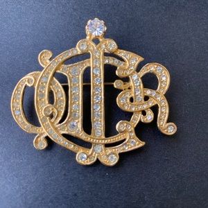 Vintage 1990’s Christian Dior logo crystal pin